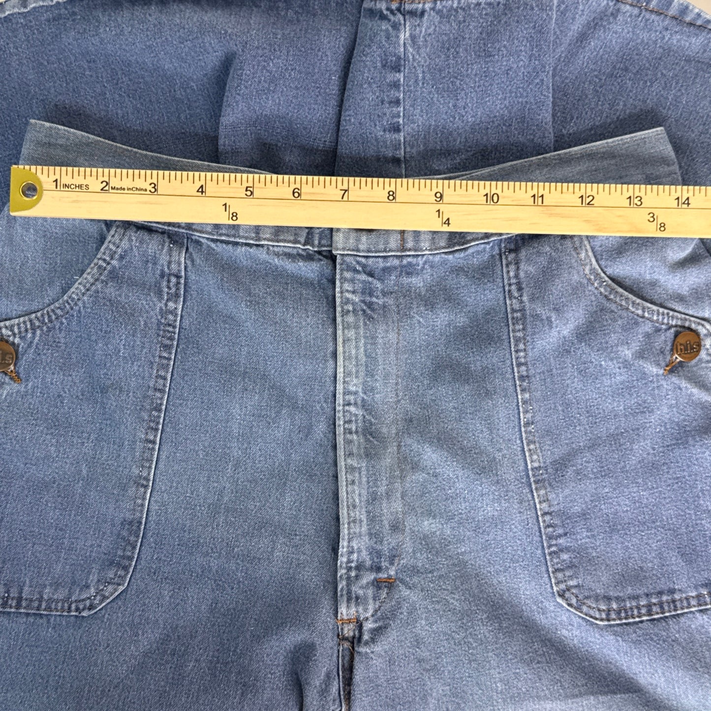 70s High Waist Denim Culottes Shorts by H.I.S