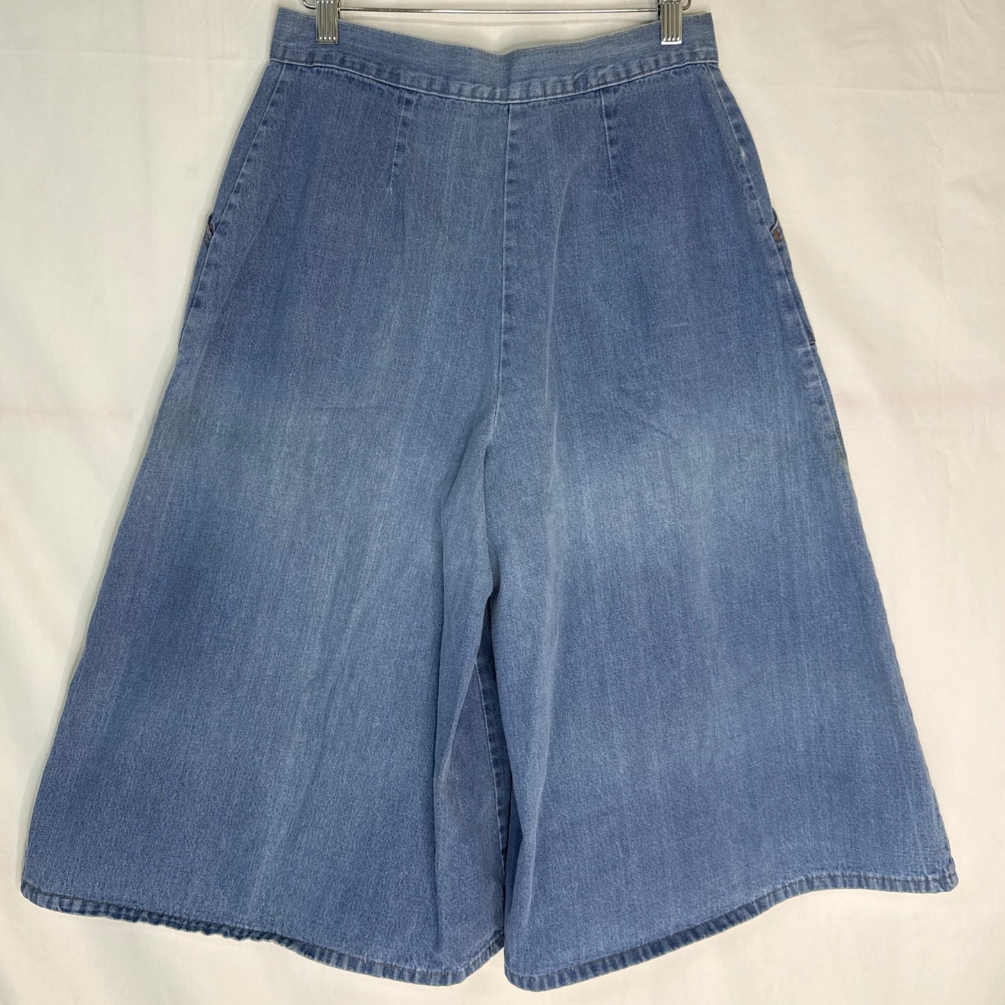 70s High Waist Denim Culottes Shorts by H.I.S