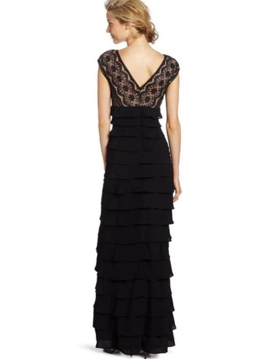 Adrianna Papell Black Lace/Ruffle Gown