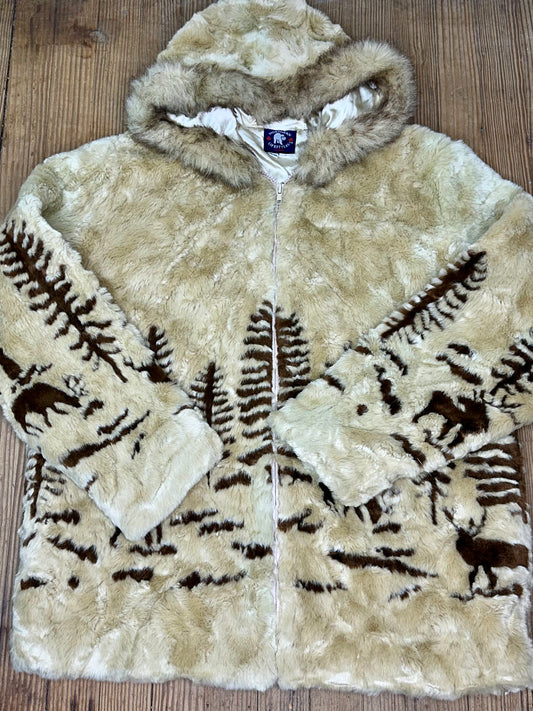 Vintage Northern Lifestyles Faux Fur Moose Jacket SIZE MEDIUM