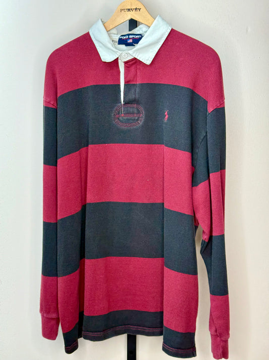 VTG | Ralph Lauren Polo R/Blk Striped Rugby Shirt